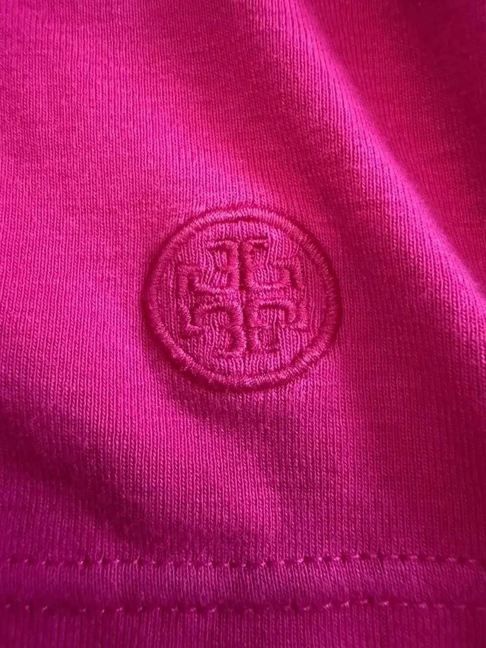 Tory Burch Magenta Pink Long Sleeve Polo Shirt with Logo Buttons